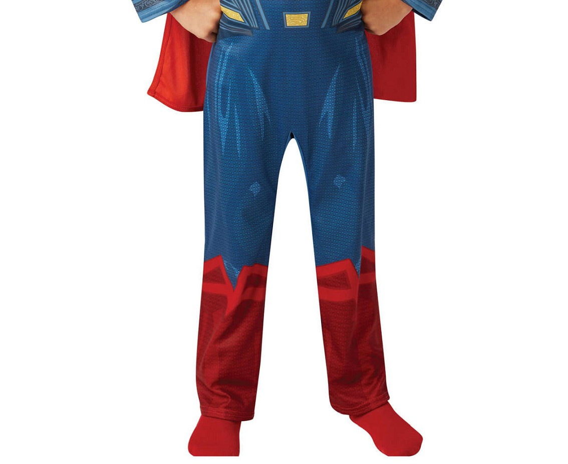 Includes: Superman printed jumpsuit and detachable cape